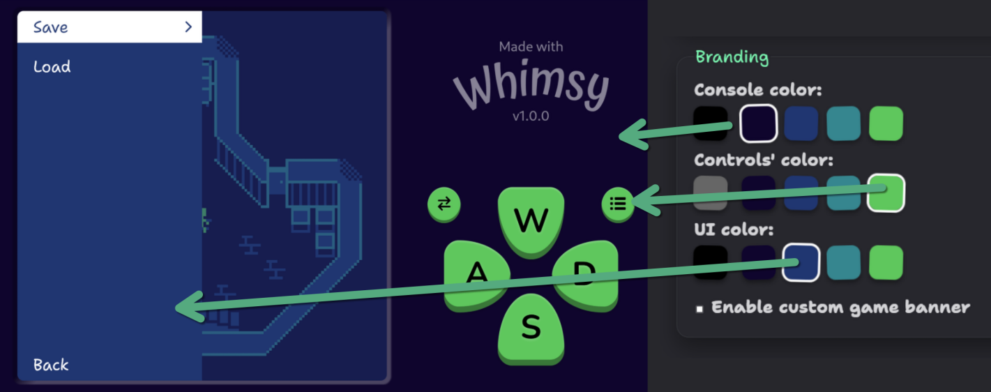 Image that shows how branding colors get mapped to game UI